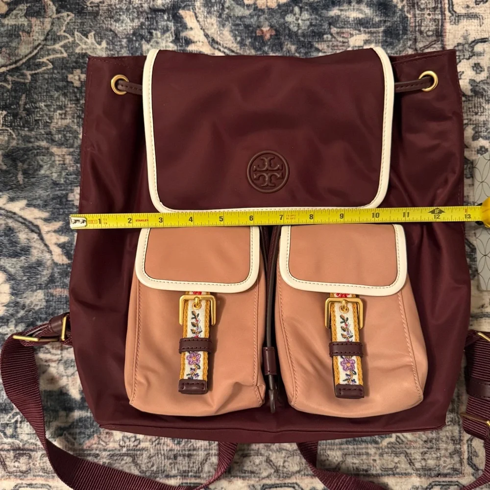 Tory Burch| EUC Burgundy and Pink Nylon Backpack - Picture 9 of 11
